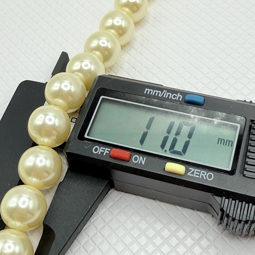 1928 Faux Cream 11 mm Pearl Beaded 15" Vintage Style Coquette Necklace - Picture 8 of 8